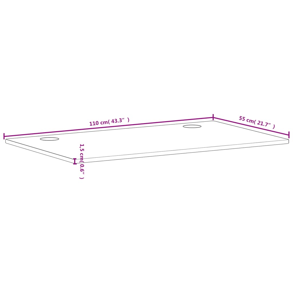 vidaXL Dessus de bureau 110x55x1,5 cm bois massif de hêtre