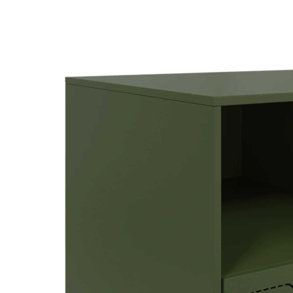 vidaXL Meuble TV vert olive 99x39x44 cm acier