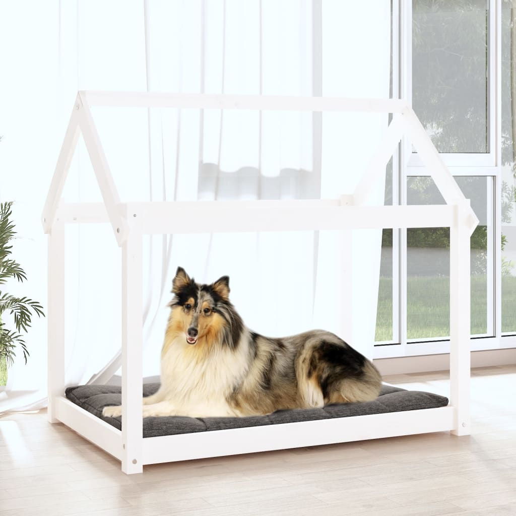 vidaXL Lit pour chien Blanc 101x70x90 cm Bois de pin solide