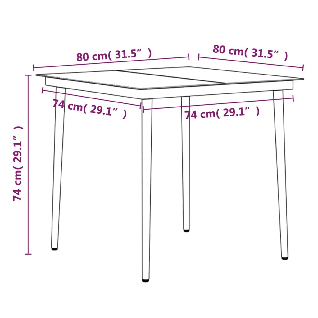 vidaXL Ensemble à manger de jardin avec coussins 3 pcs noir