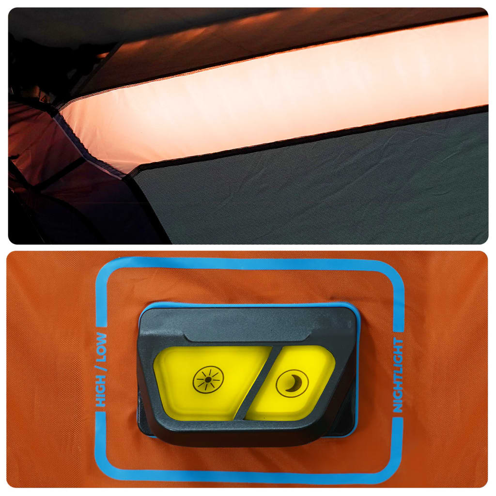 vidaXL Tente de camping et lumière LED 10 personnes gris clair orange