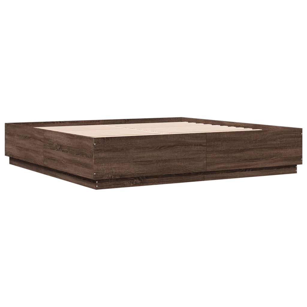 vidaXL Cadre de lit chêne marron 180x200 cm bois d'ingénierie