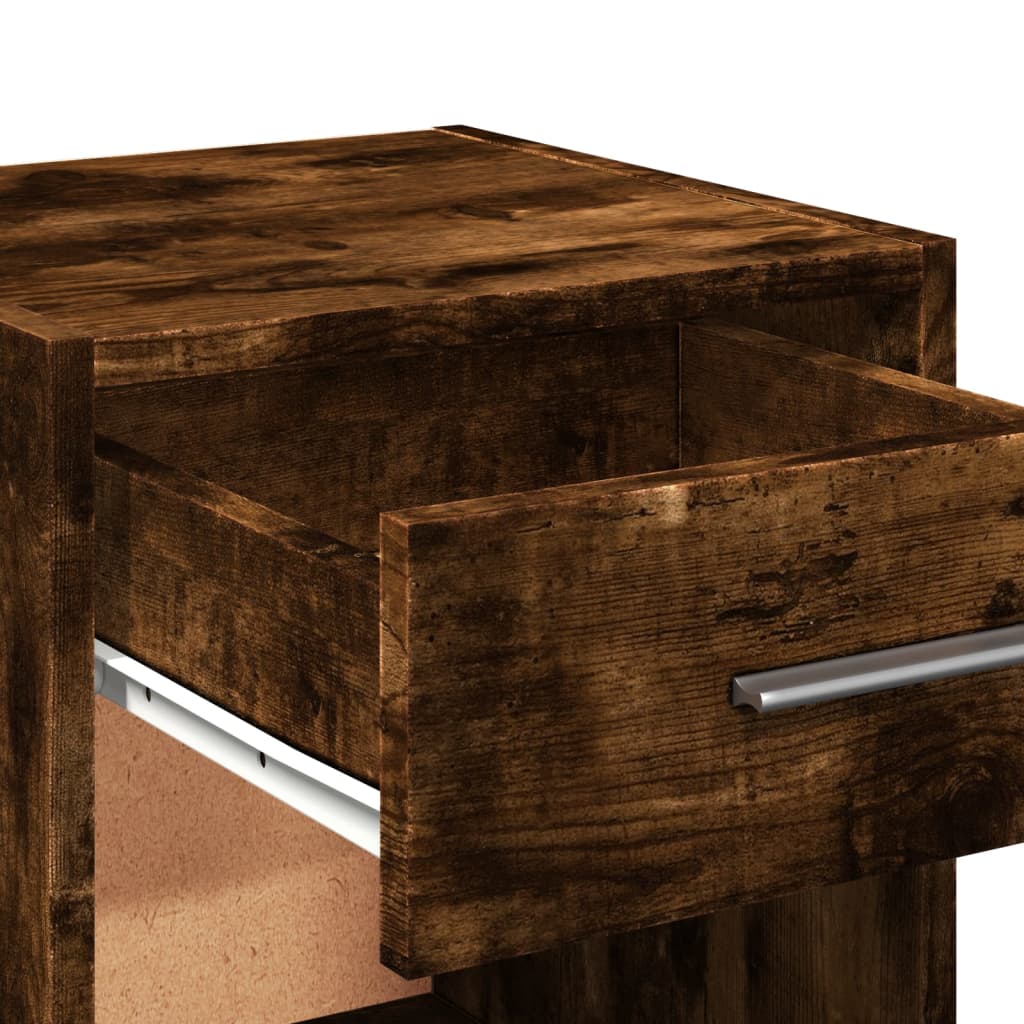 vidaXL Tables de chevet 2 pcs chêne fumé 35x34x65 cm bois ingénierie