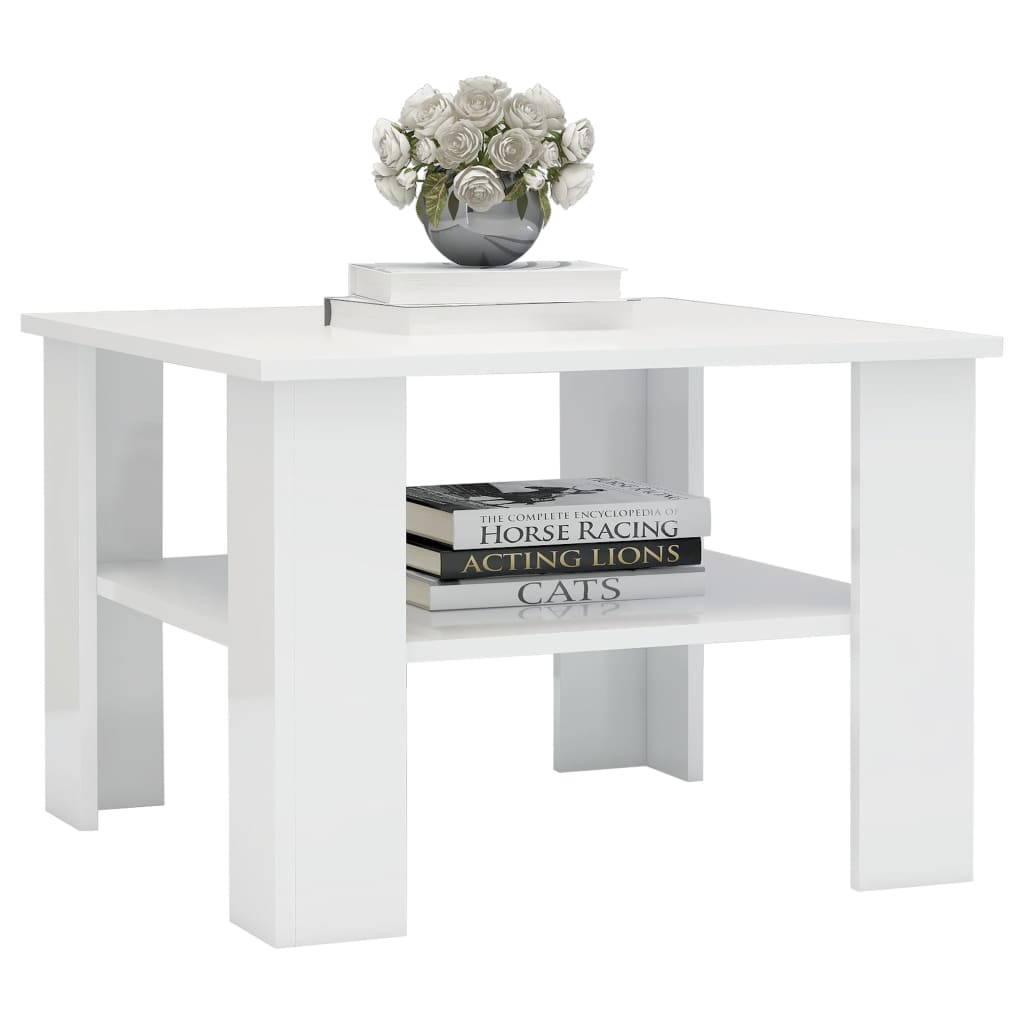 vidaXL Table basse Blanc brillant 60x60x42 cm Bois d’ingénierie