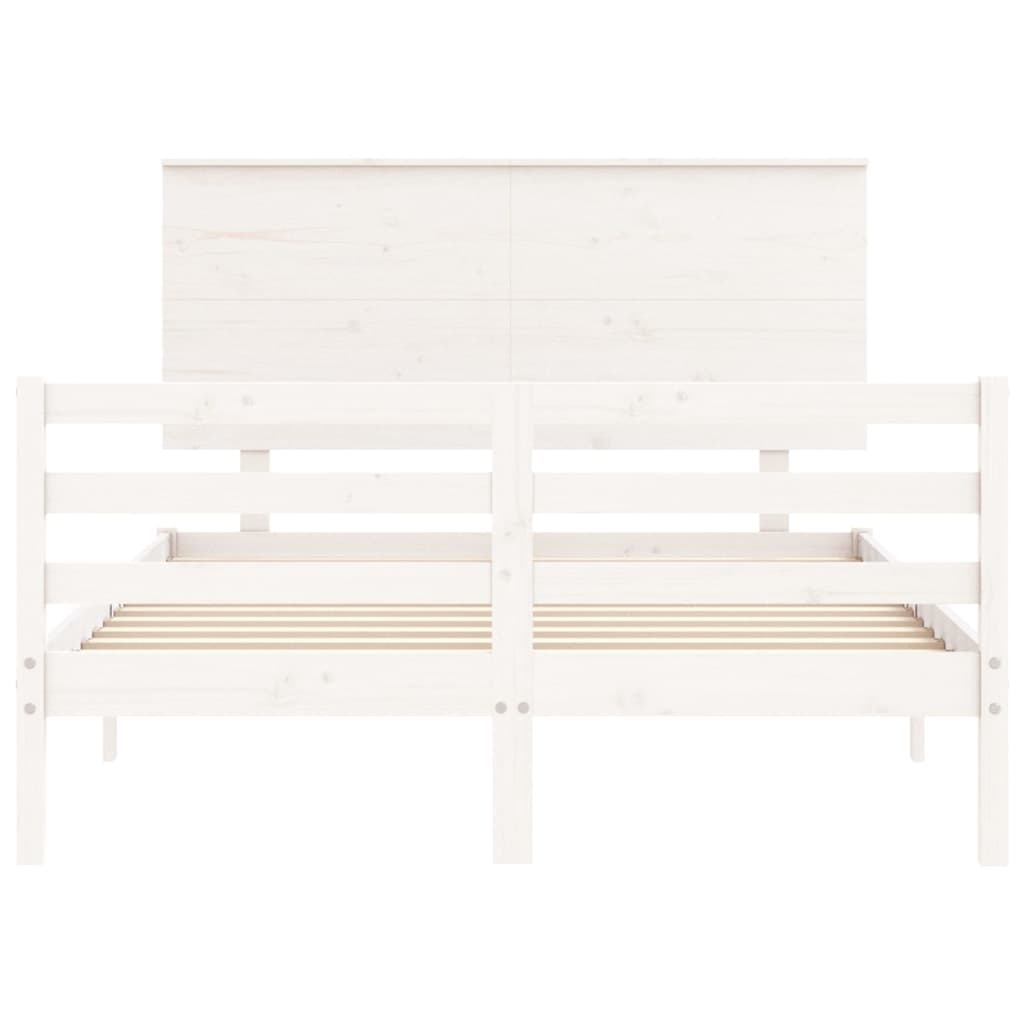 vidaXL Cadre de lit sans matelas blanc bois massif