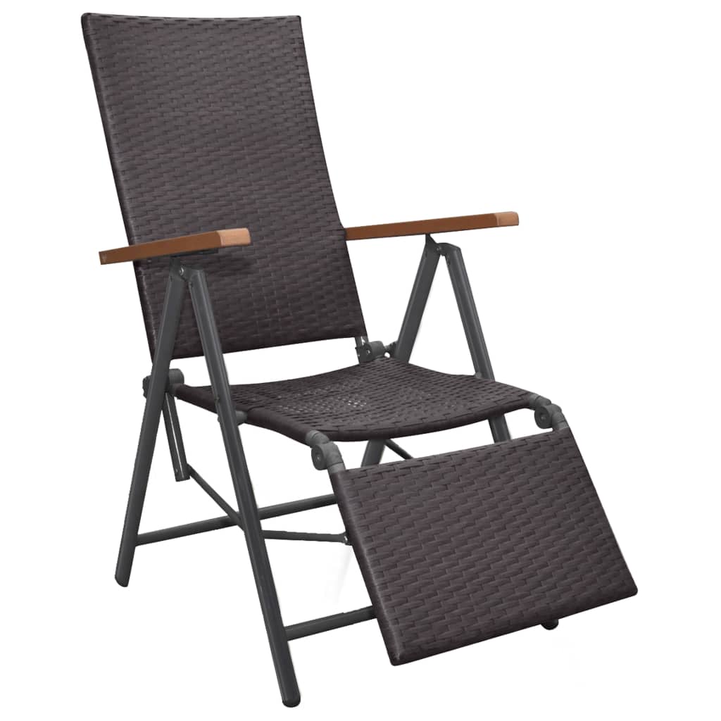vidaXL Chaise inclinable de terrasse résine tressée marron