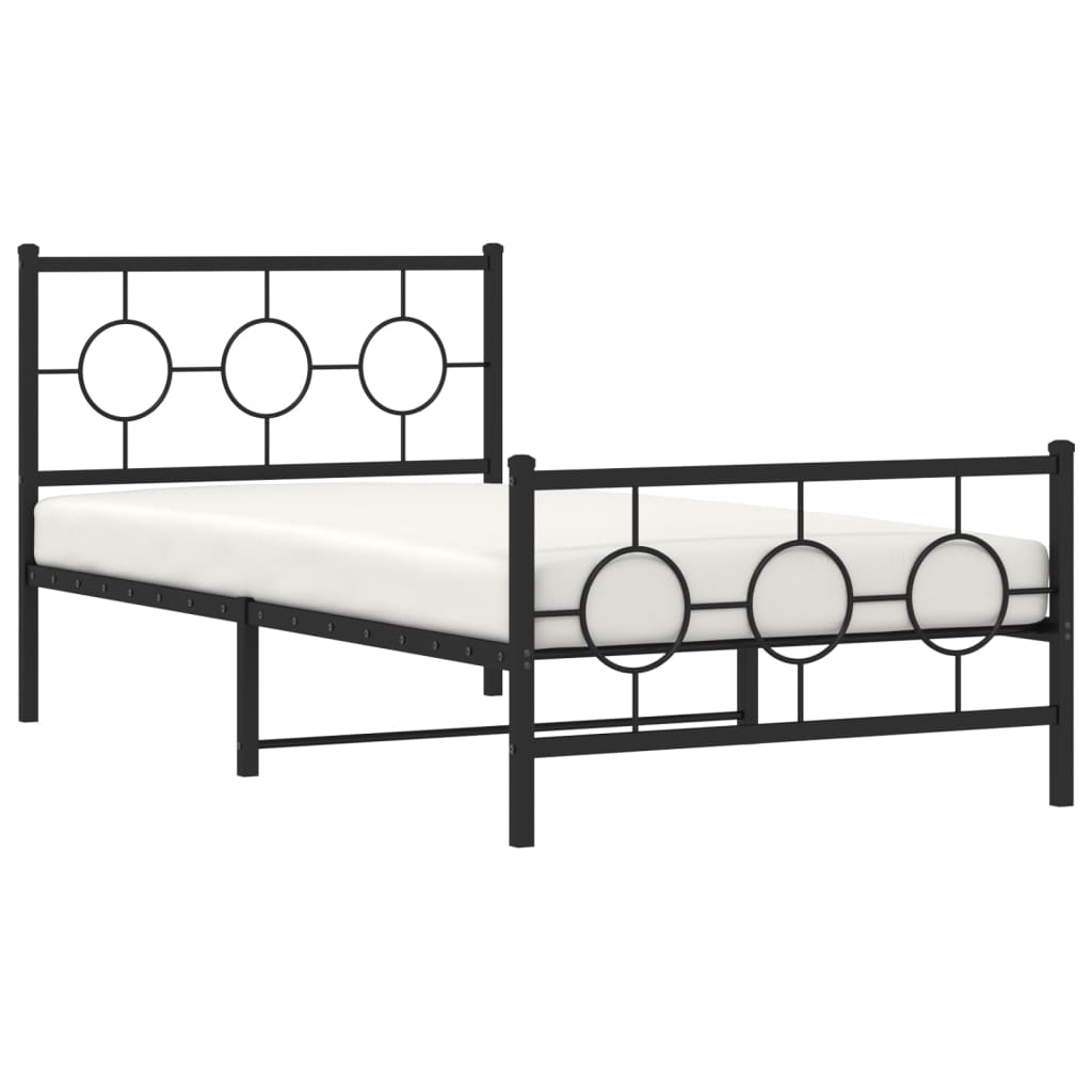 vidaXL Cadre de lit métal sans matelas et pied de lit noir 100x200 cm