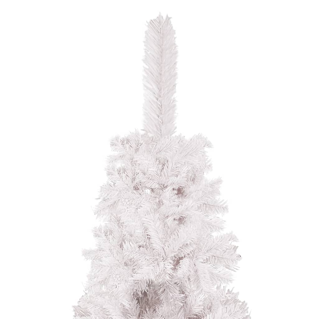 vidaXL Arbre de Noël mince pré-éclairé et boules blanc 240 cm