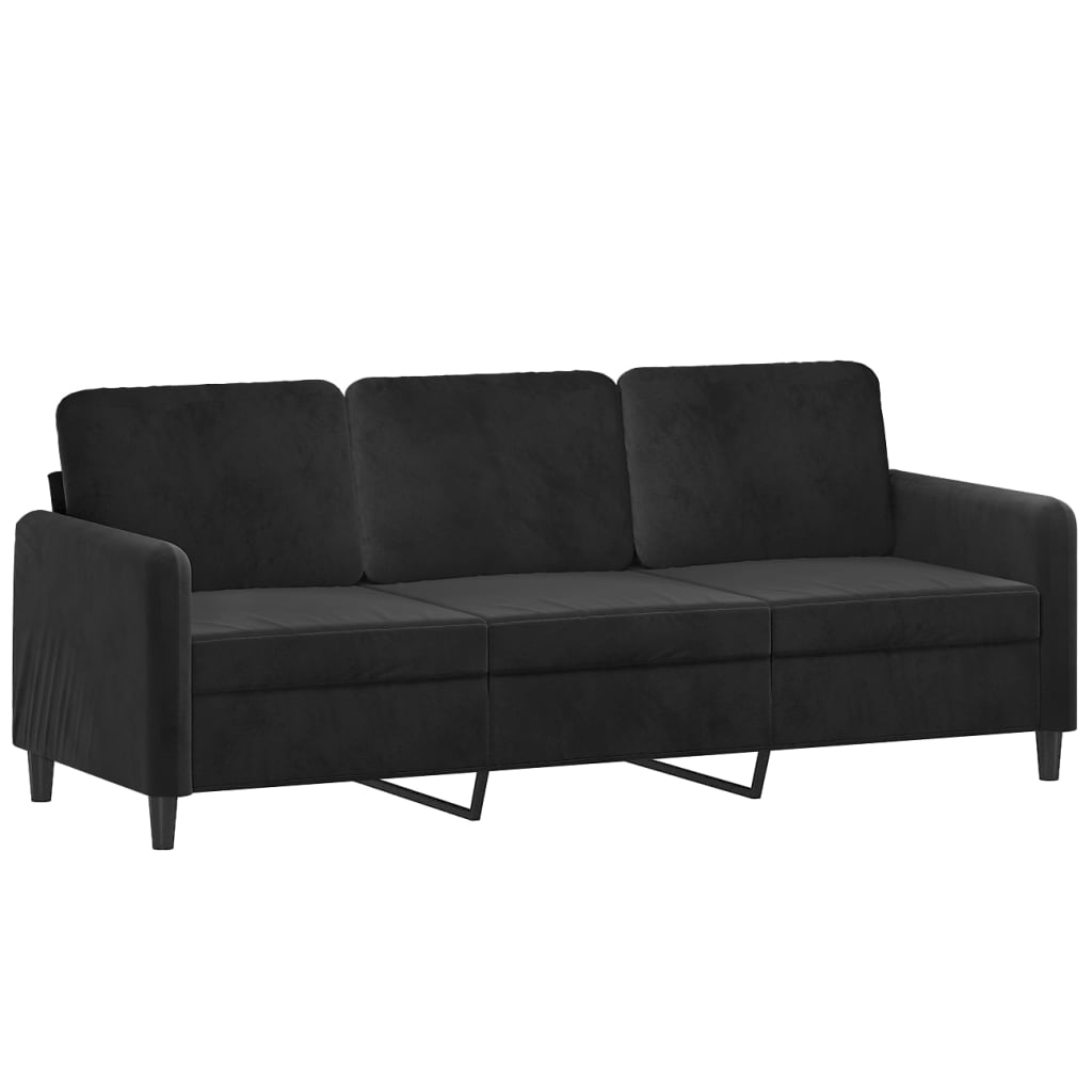 vidaXL Canapé à 3 places Noir 180 cm Velours