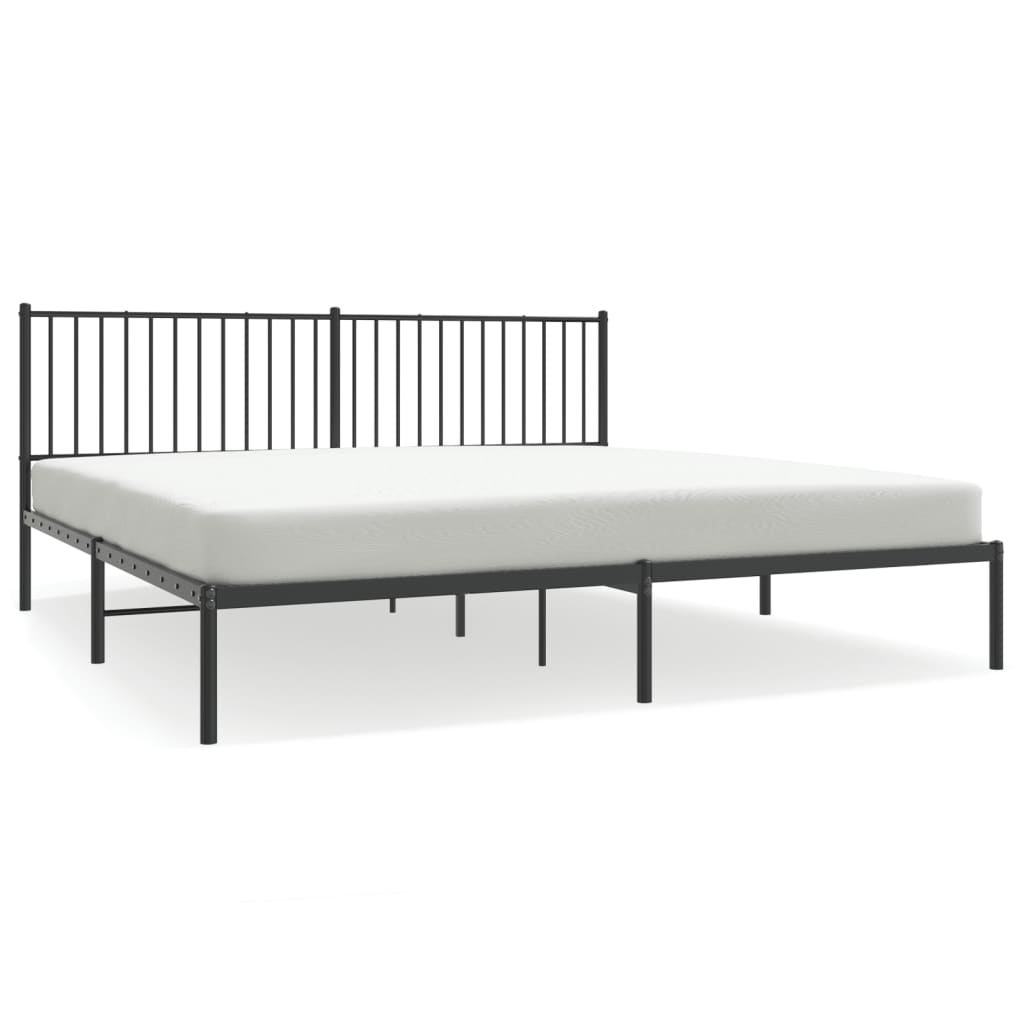 vidaXL Cadre de lit métal sans matelas avec tête de lit noir 193x203cm