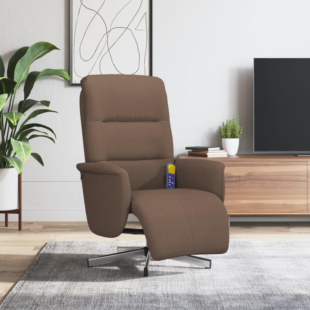 vidaXL Fauteuil inclinable de massage avec repose-pieds marron tissu