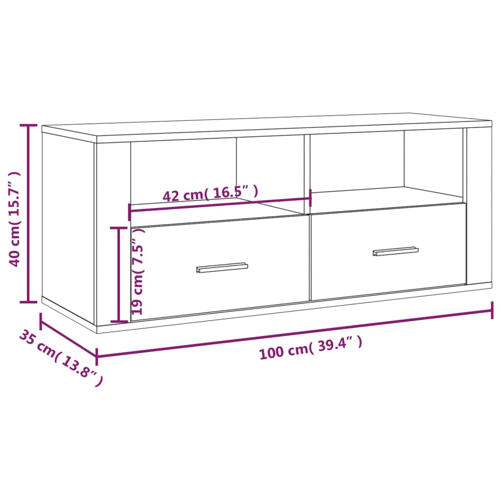 vidaXL Meuble TV Blanc 100x35x40 cm Bois d'ingénierie