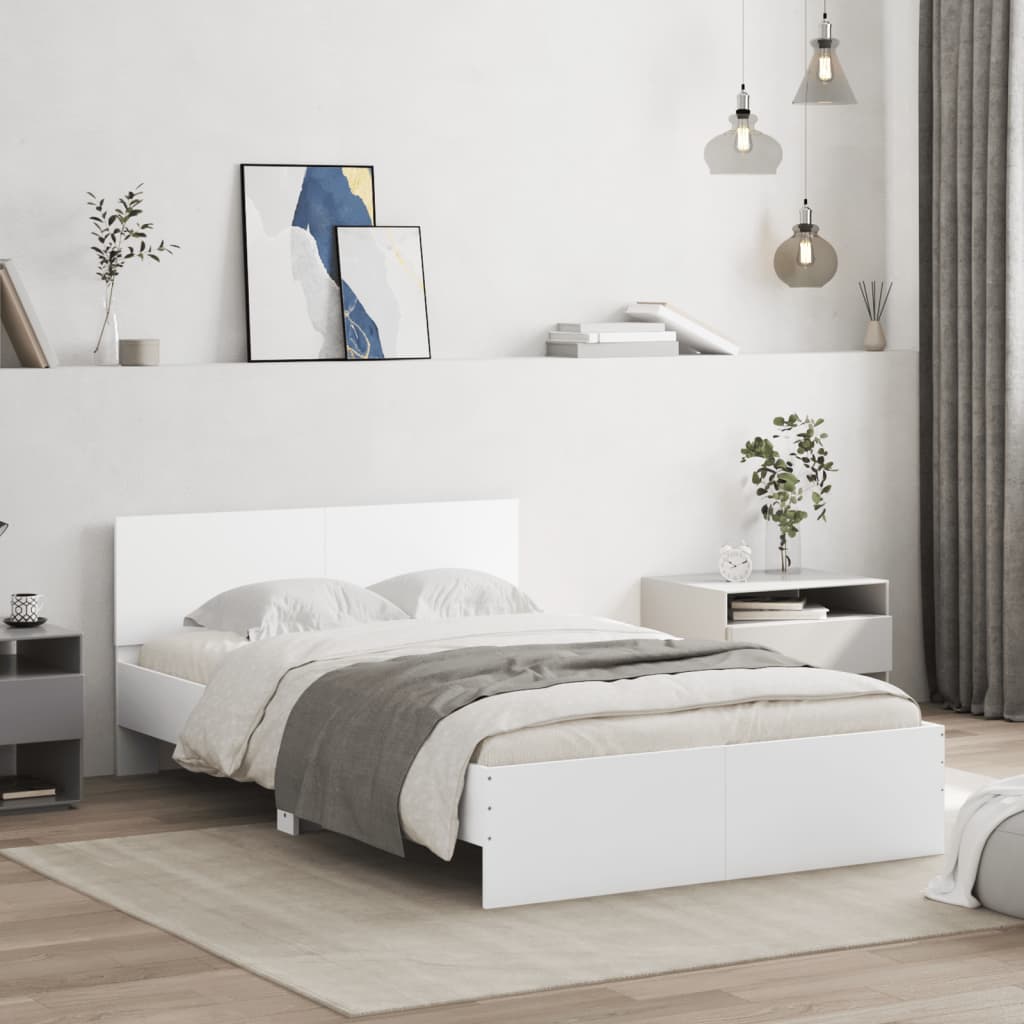 vidaXL Cadre de lit avec tête de lit blanc 135x190 cm