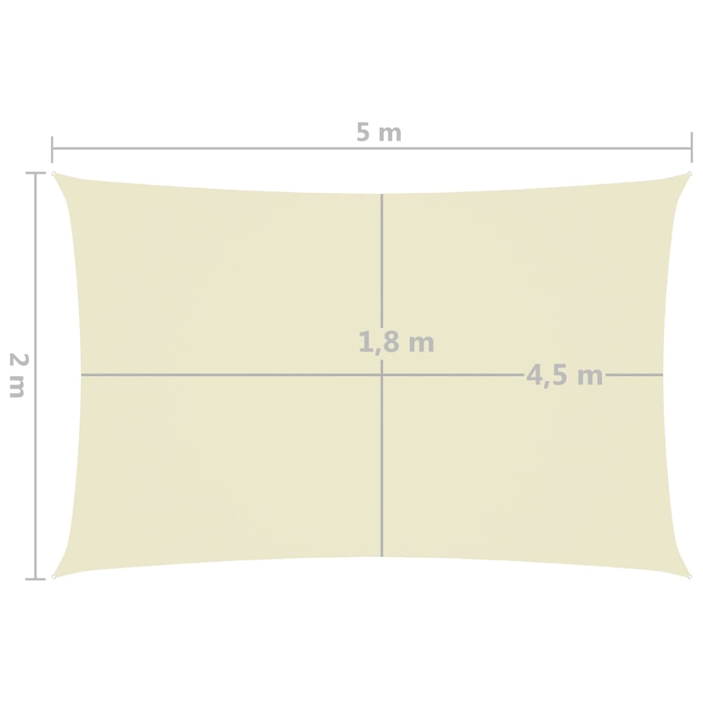 vidaXL Voile de parasol Tissu Oxford rectangulaire 2x5 m Crème