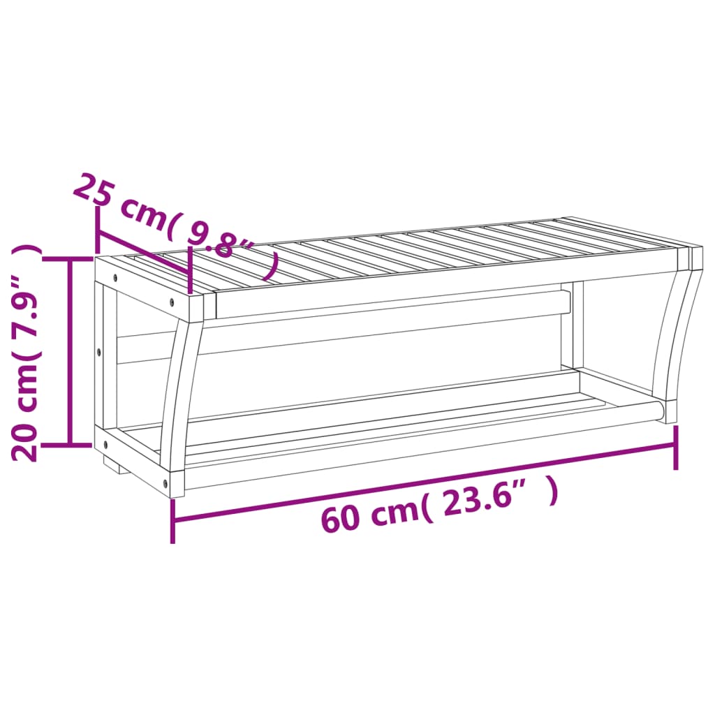 vidaXL Étagère murale à serviettes 60x25x20 cm bambou