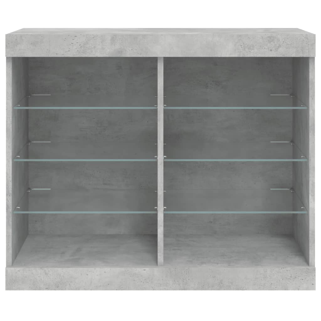 vidaXL Buffet avec lumières LED gris béton 81x37x67 cm