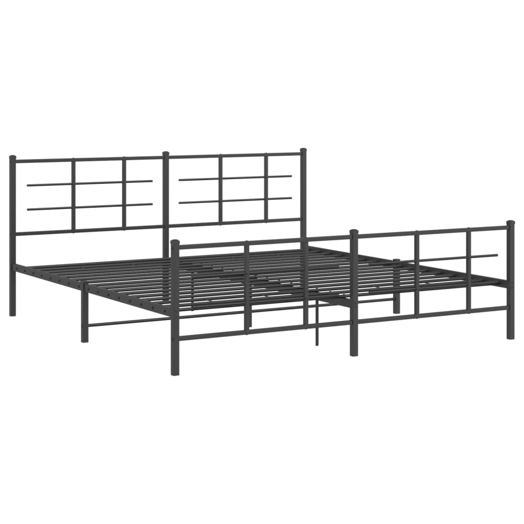 vidaXL Cadre de lit métal sans matelas avec pied de lit noir 200x200cm