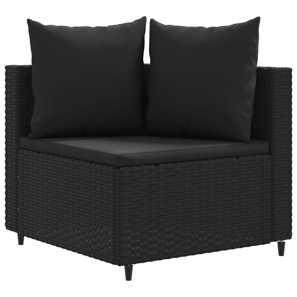 vidaXL Salon de jardin 6 pcs avec coussins noir résine tressée