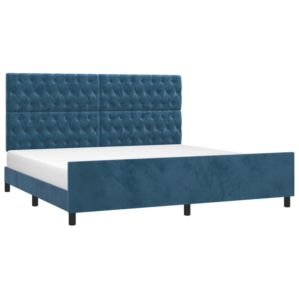 vidaXL Cadre de lit avec tête de lit Bleu foncé 200x200 cm Velours