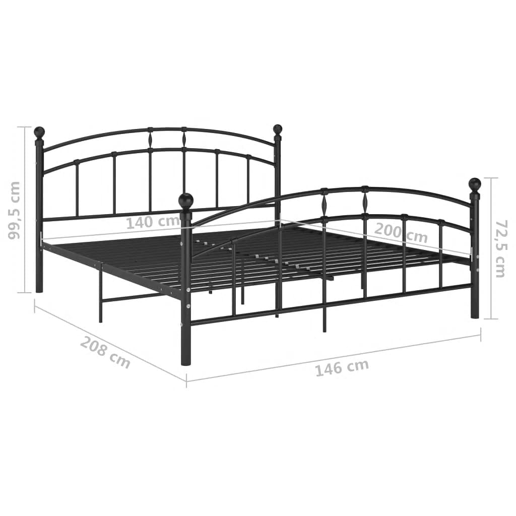 vidaXL Cadre de lit sans matelas noir métal 140x200 cm