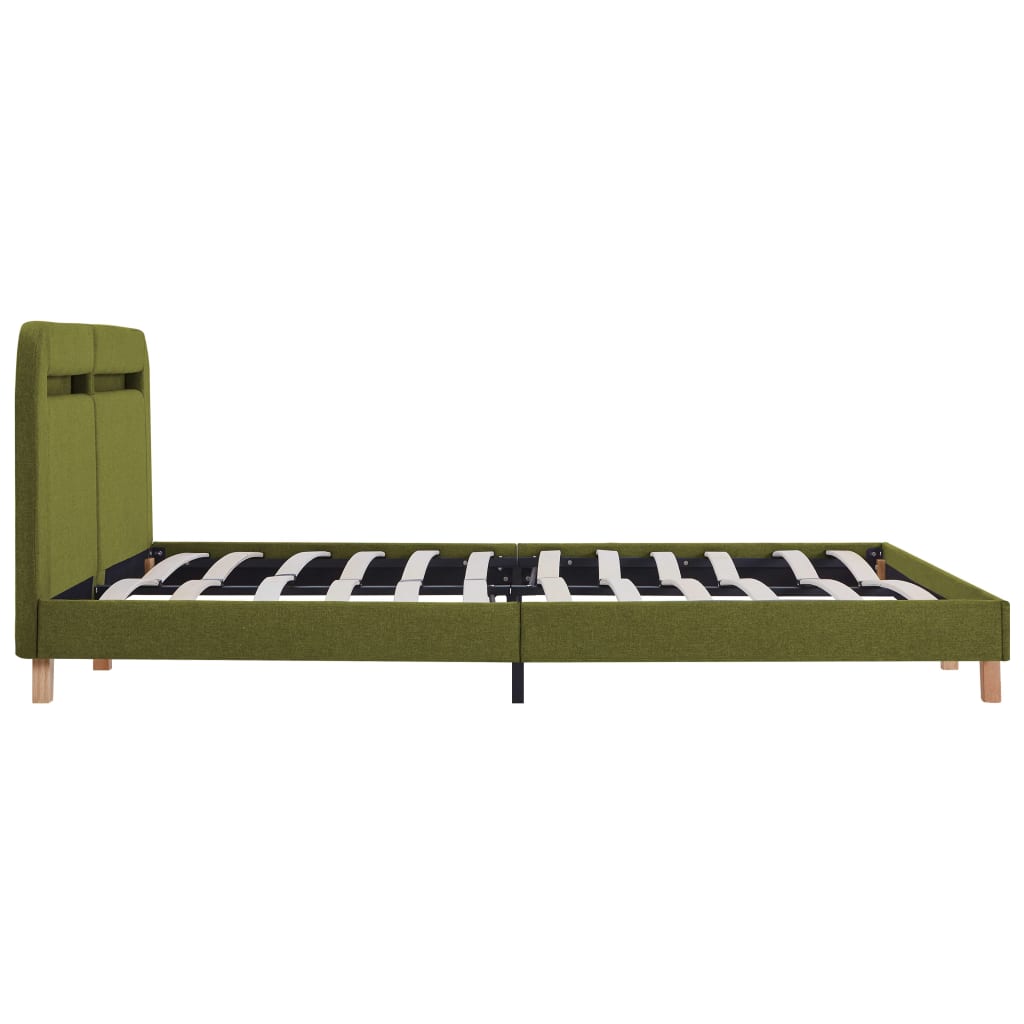vidaXL Cadre de lit avec LED vert tissu 180x200 cm