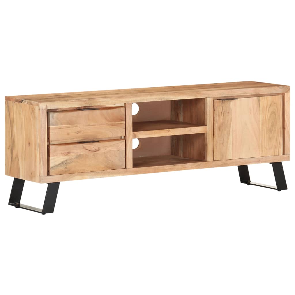 vidaXL Meuble TV 120x30x42 cm Bois massif d'acacia avec bord naturel