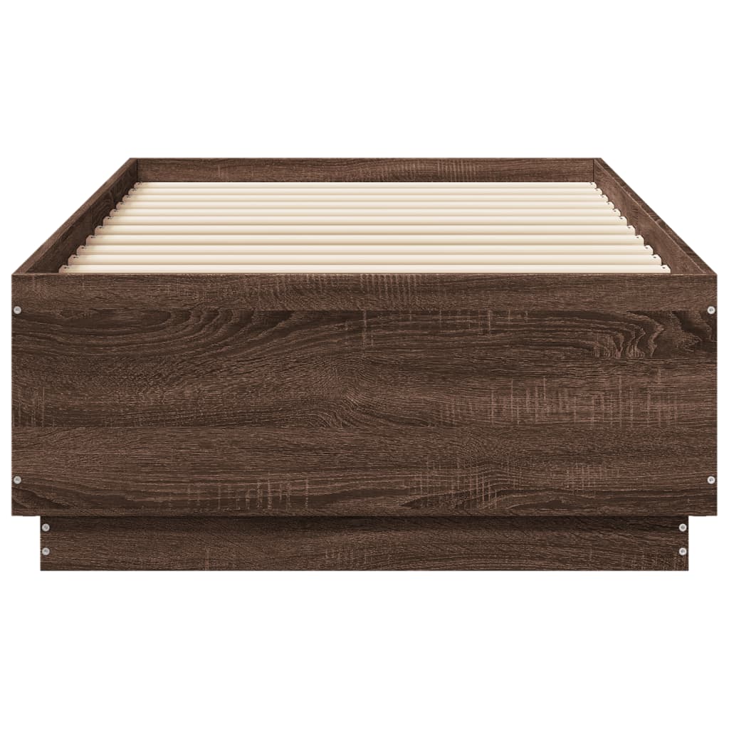 vidaXL Cadre de lit chêne marron 75x190 cm bois d'ingénierie