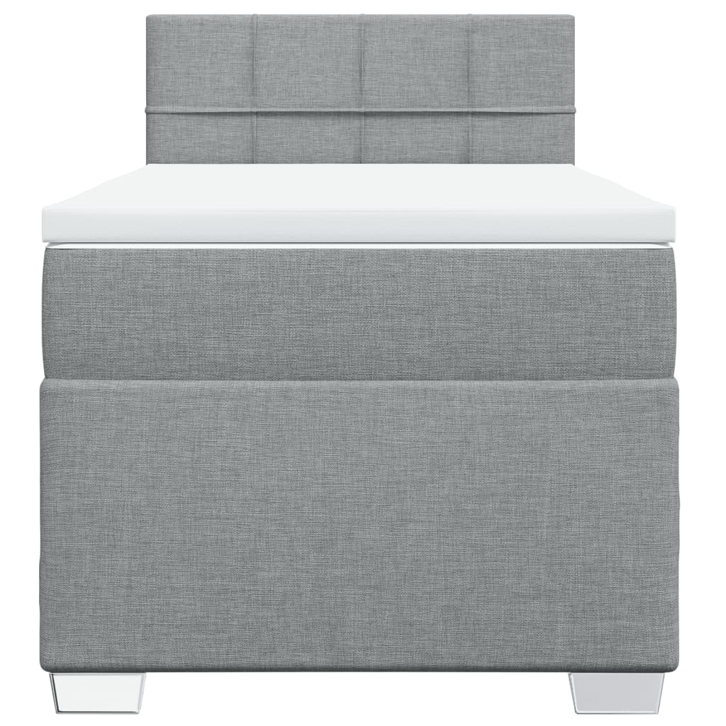 vidaXL Sommier à lattes de lit avec matelas Gris clair 90x200 cm Tissu