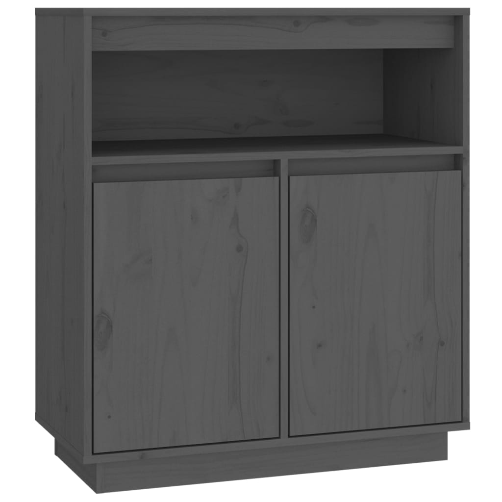 vidaXL Buffet Gris 70x34x80 cm Bois massif de pin