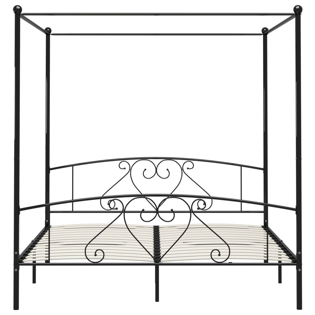 vidaXL Cadre de lit sans matelas avec baldaquin noir 180x200 cm métal