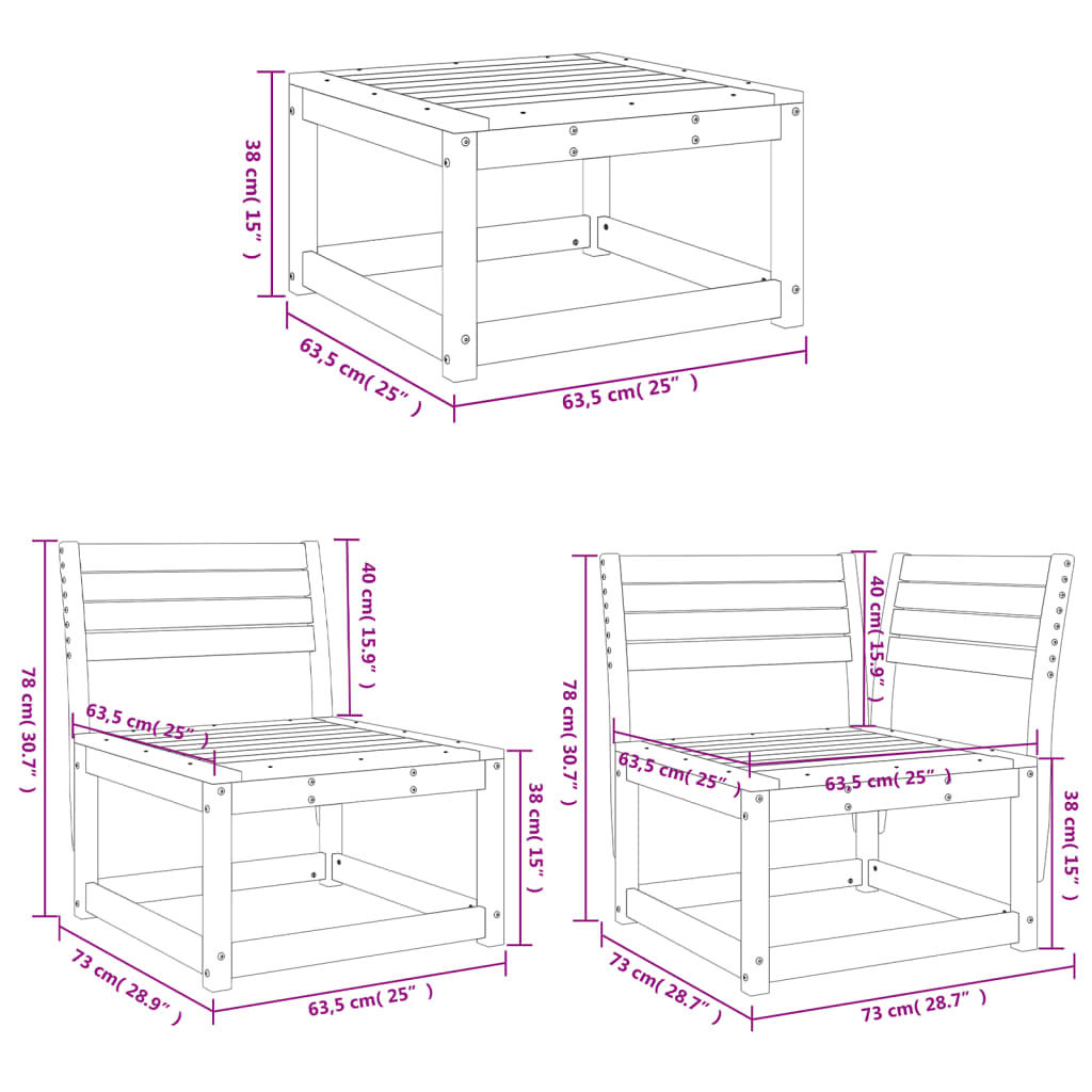 vidaXL Salon de jardin 4 pcs bois massif douglas