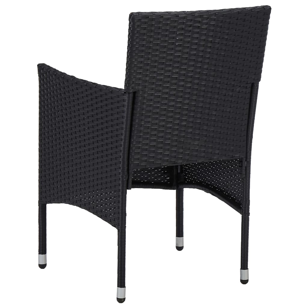 vidaXL Ensemble à dîner de jardin 3 pcs Noir Résine tressée et acacia