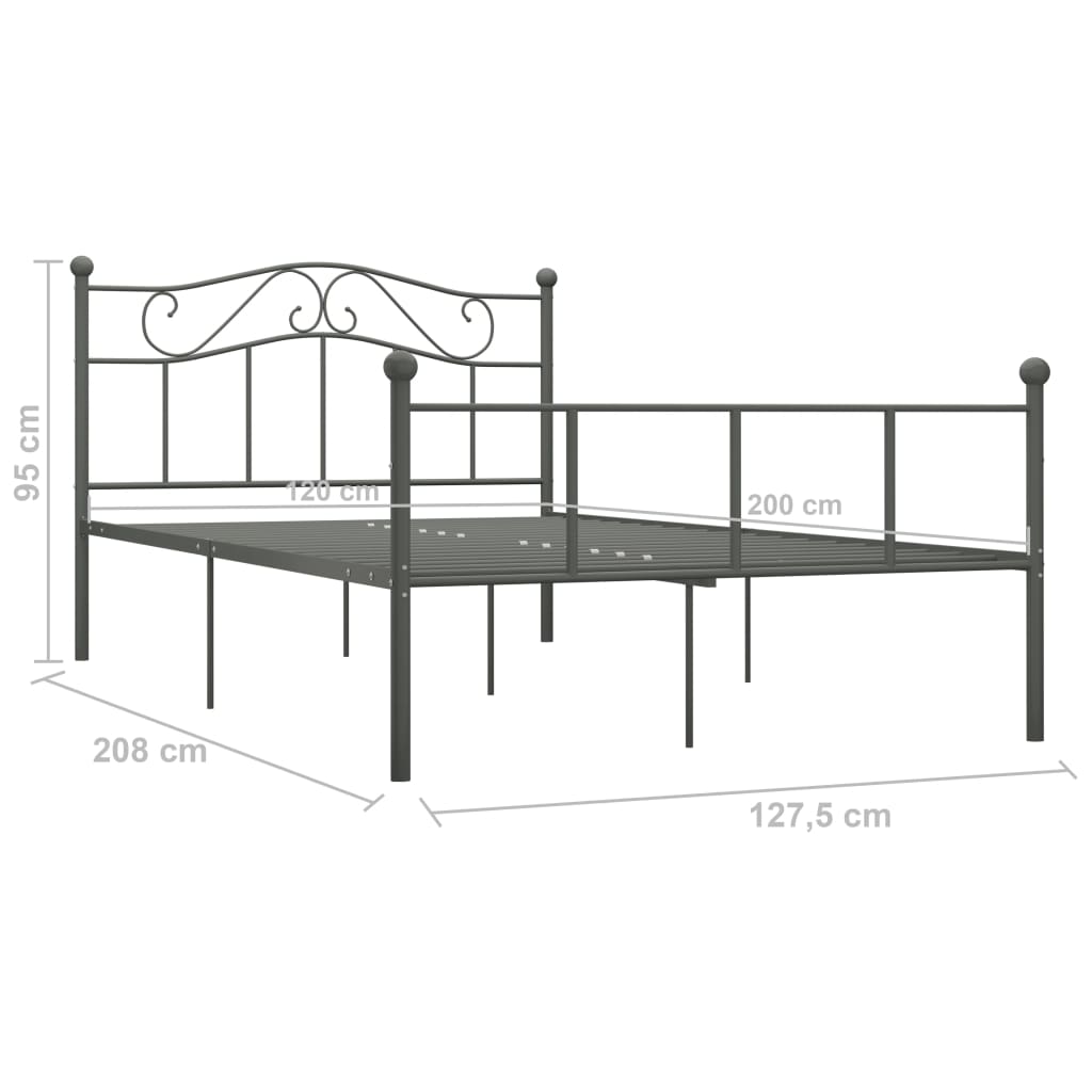 vidaXL Cadre de lit sans matelas gris métal 120x200 cm