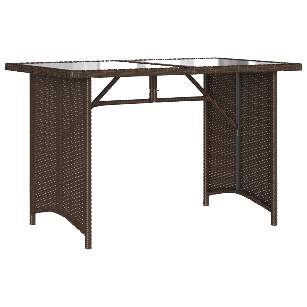 vidaXL Table de jardin avec dessus en verre marron 110x68x70 cm rotin