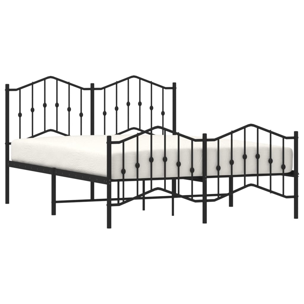 vidaXL Cadre de lit métal sans matelas avec pied de lit noir 150x200cm