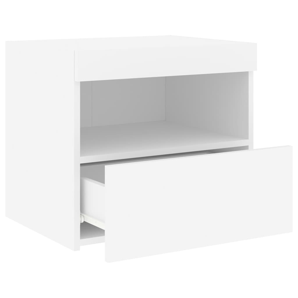 vidaXL Tables de chevet avec lumières LED 2 pcs blanc 50x40x45 cm