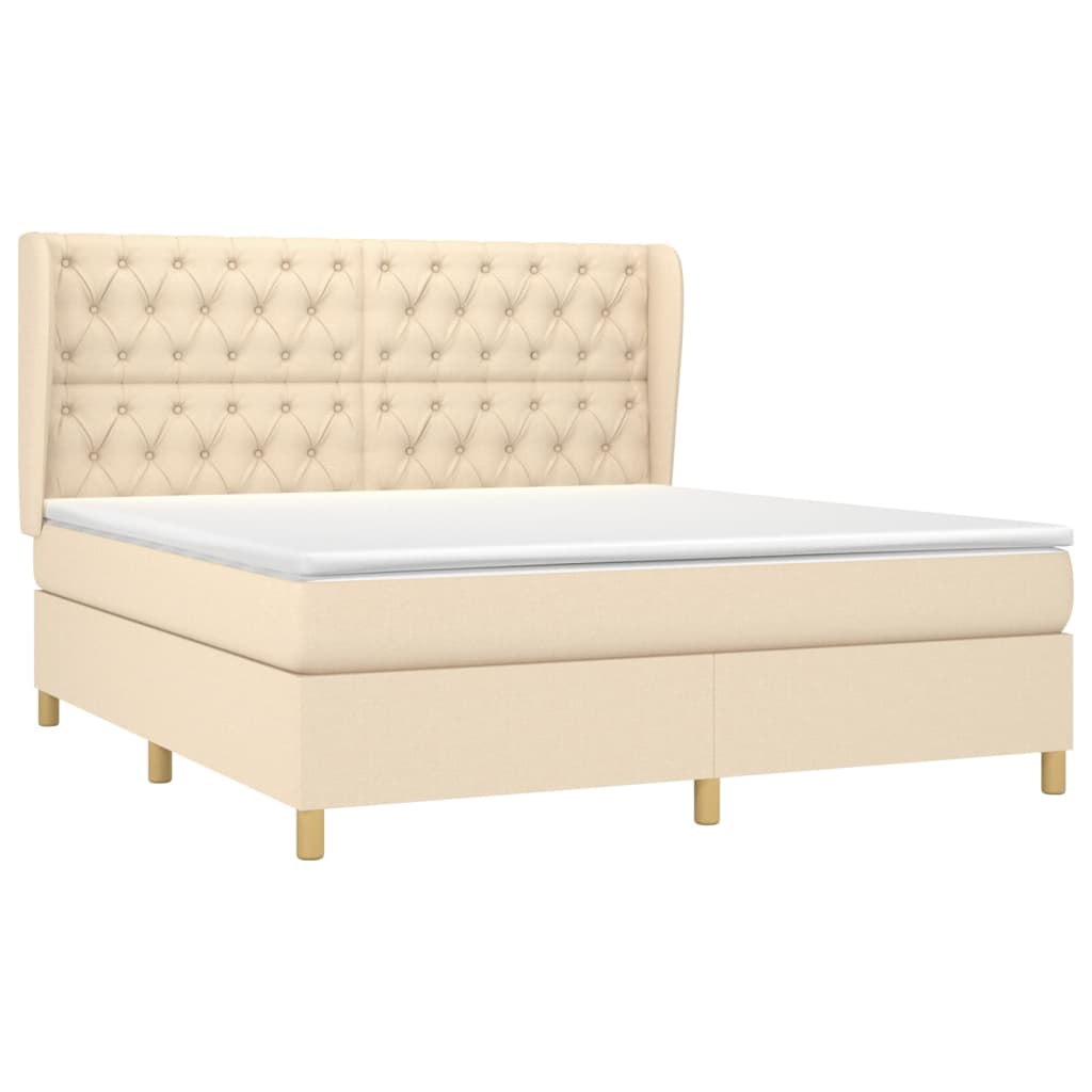 vidaXL Sommier à lattes de lit avec matelas Crème 160x200 cm Tissu