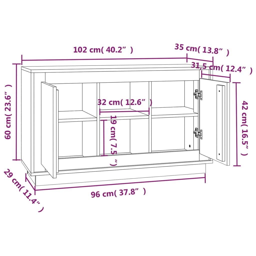 vidaXL Buffet chêne sonoma 102x35x60 cm bois d'ingénierie