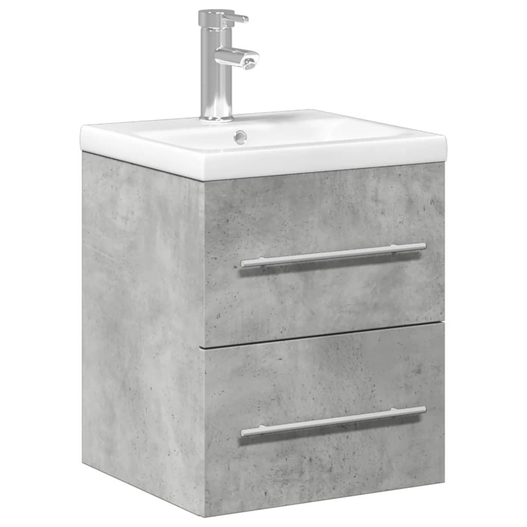 vidaXL Armoire lavabo de salle de bain avec bassin intégré gris béton