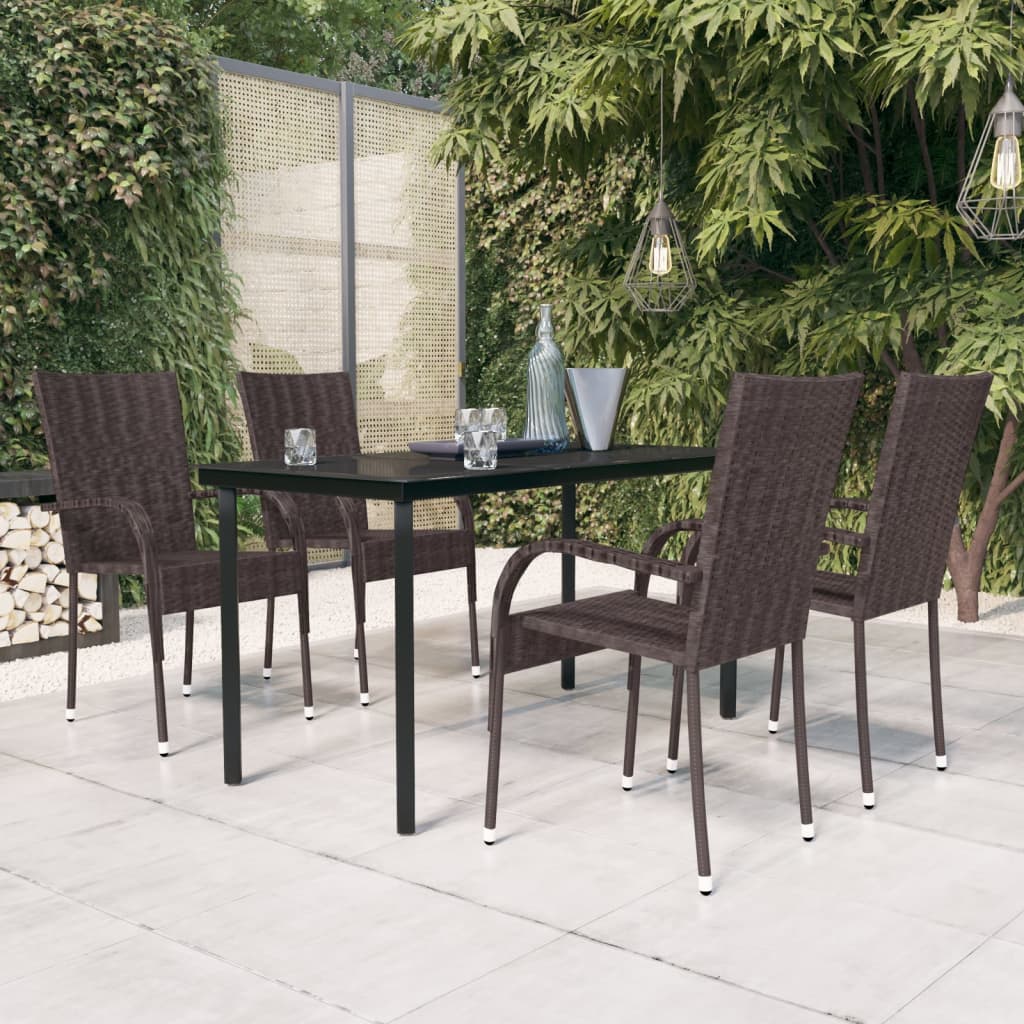 vidaXL Ensemble à manger de jardin 5 pcs Marron et noir