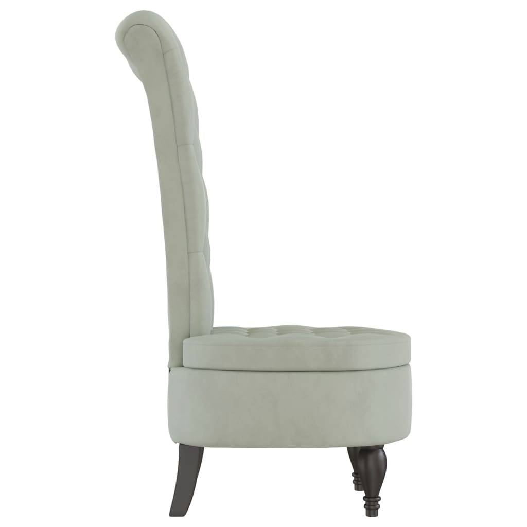 vidaXL Chaise à dossier haut gris clair velours conception de bouton