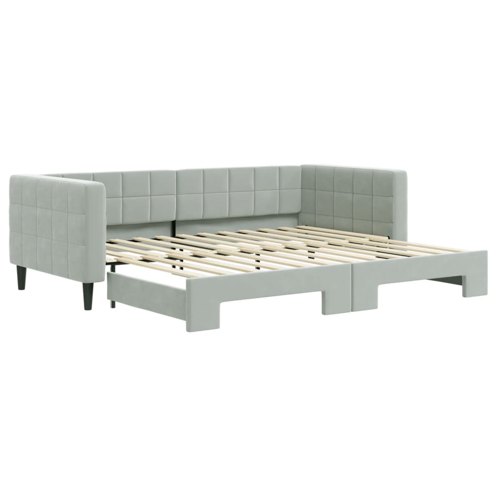 vidaXL Lit de jour avec gigogne sans matelas gris clair 90x200 cm