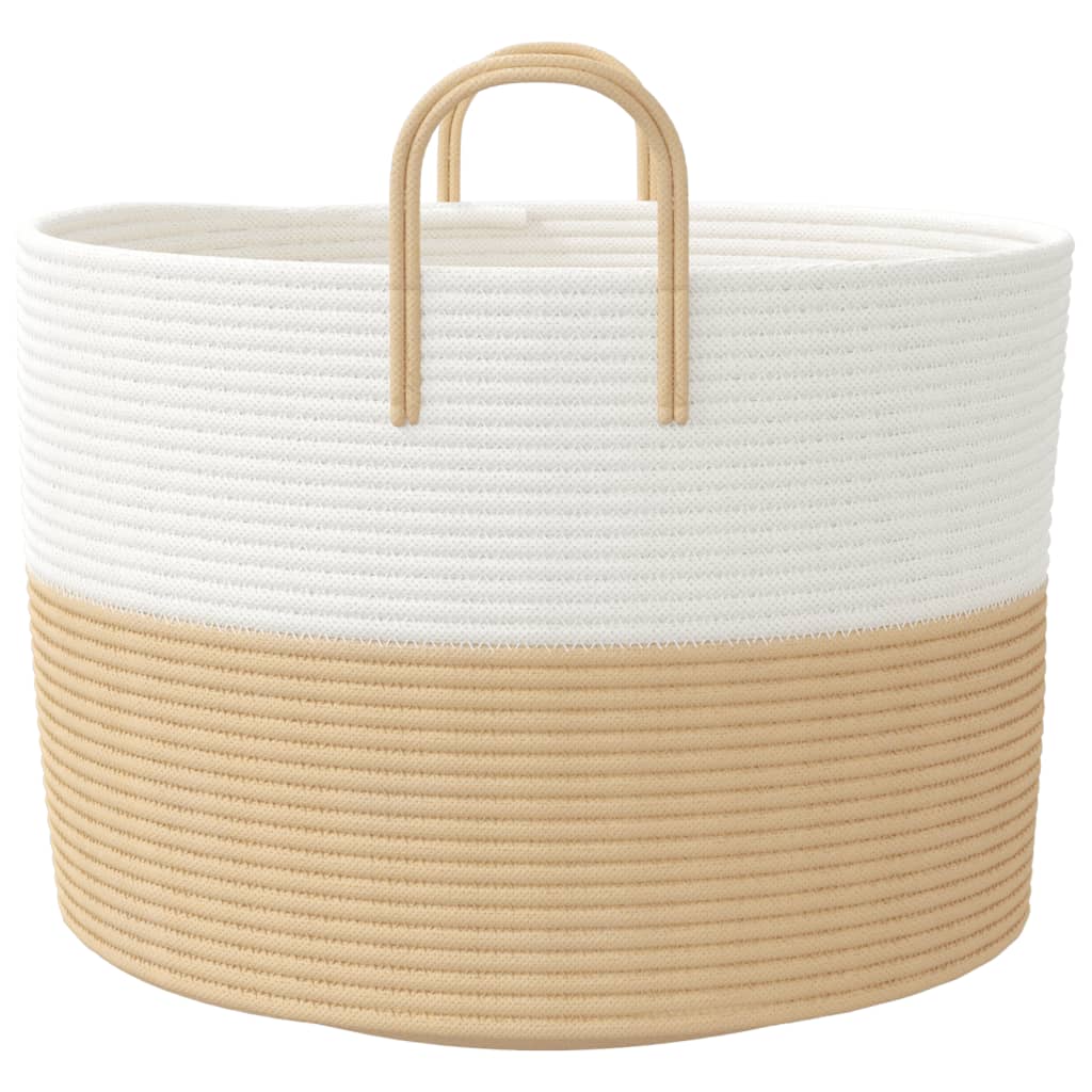 vidaXL Panier de rangement beige et blanc Ø51x33 cm coton