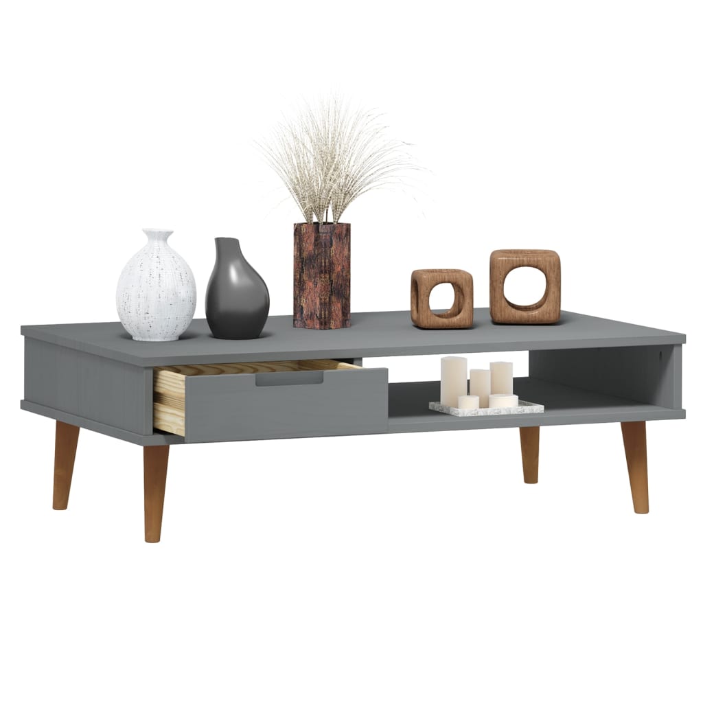 vidaXL Table basse MOLDE Gris 100x55x31 cm Bois de pin massif