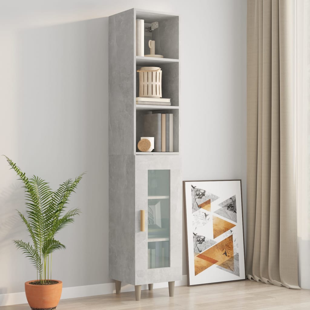 vidaXL Armoire murale Gris béton 34,5x32,5x90 cm Bois d'ingénierie