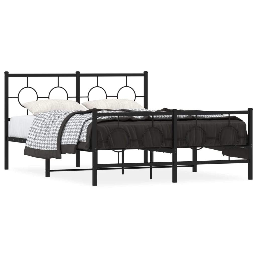 vidaXL Cadre de lit métal sans matelas avec pied de lit noir 140x200cm