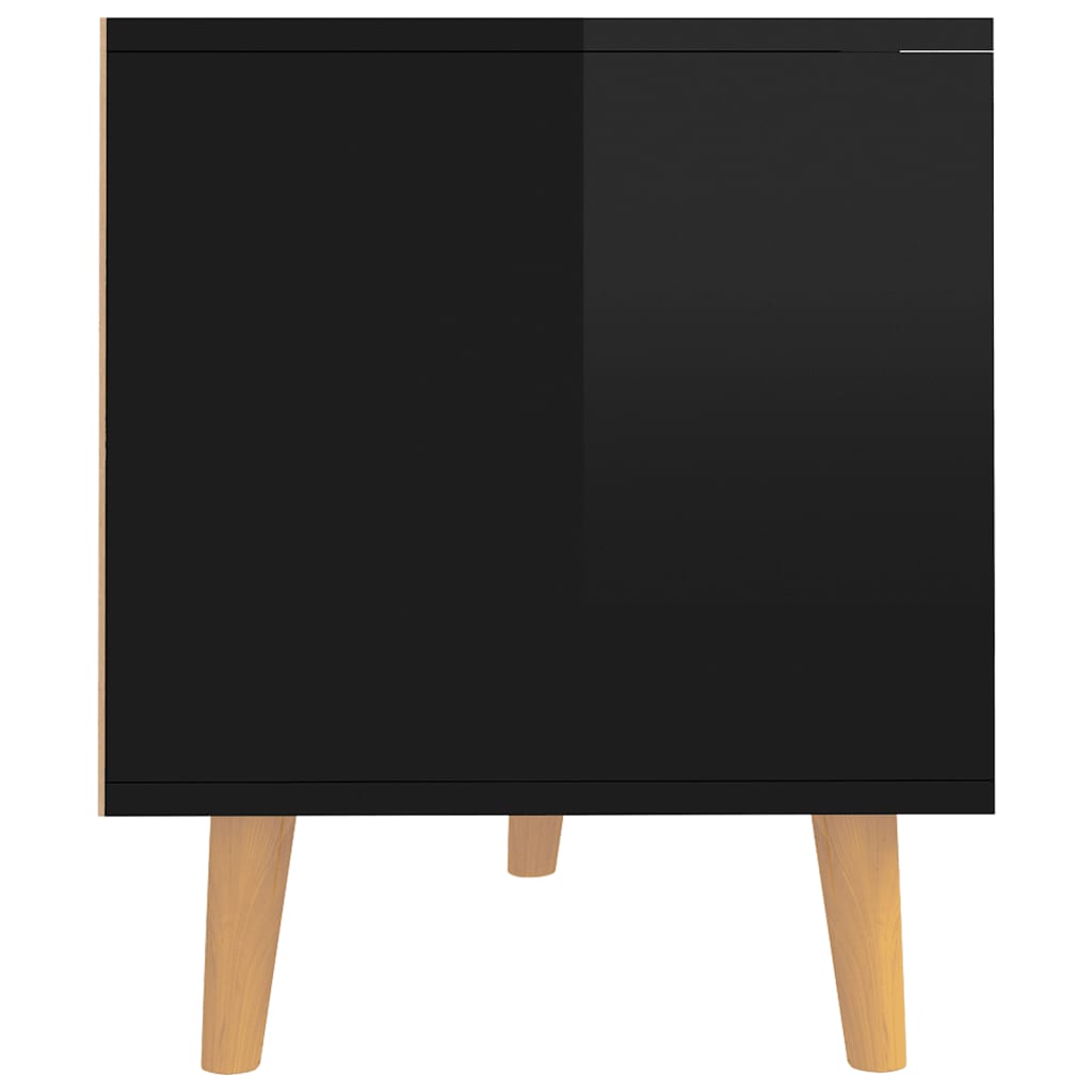 vidaXL Meuble TV noir brillant 90x40x48,5 cm bois d'ingénierie