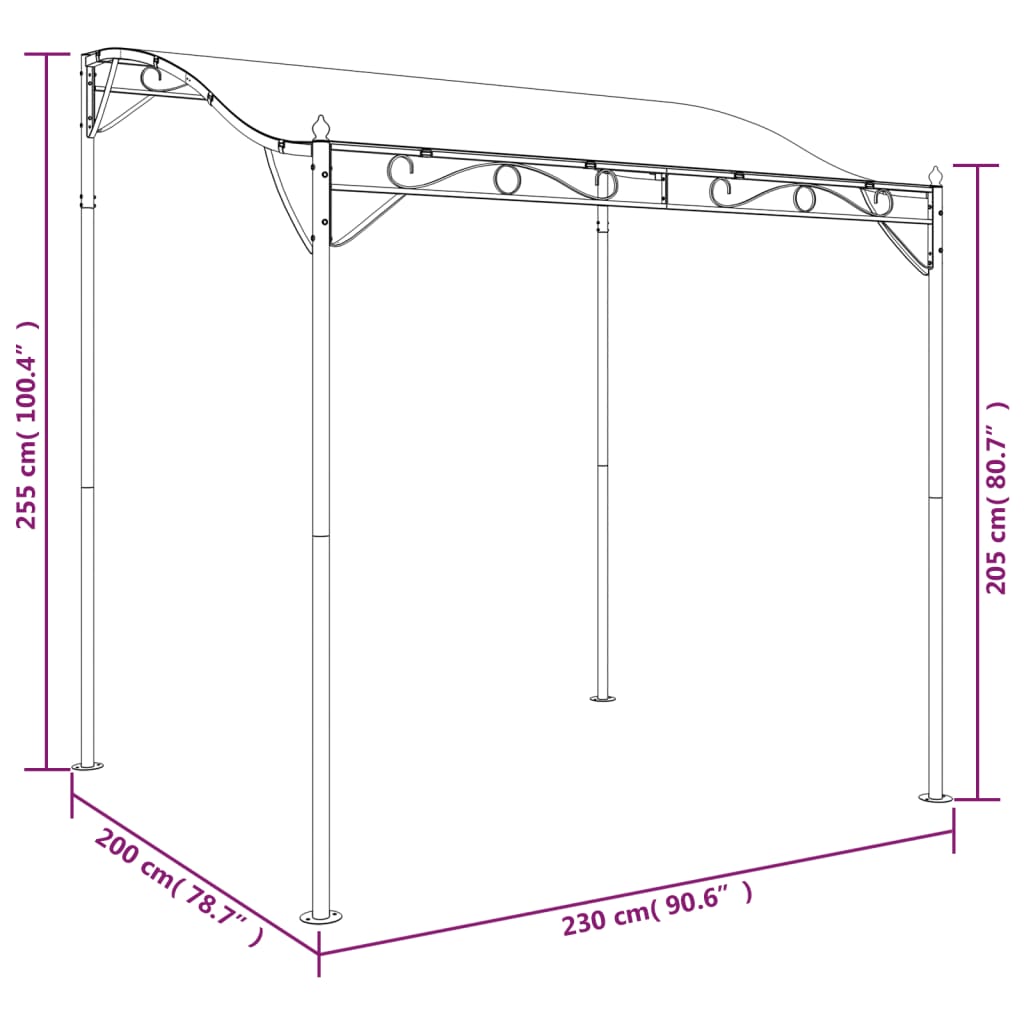 vidaXL Auvent taupe 2x2,3 m 180 g/m² tissu et acier