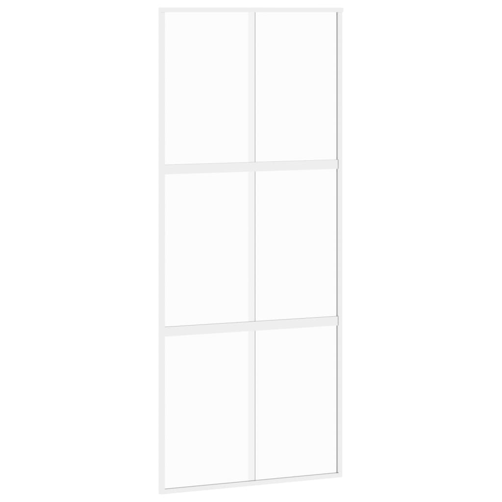 vidaXL Porte coulissante blanc 90x205 cm verre trempé aluminium