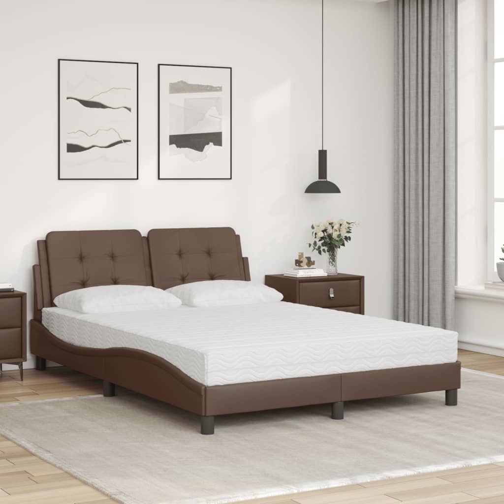 vidaXL Lit avec matelas marron 140x200 cm similicuir